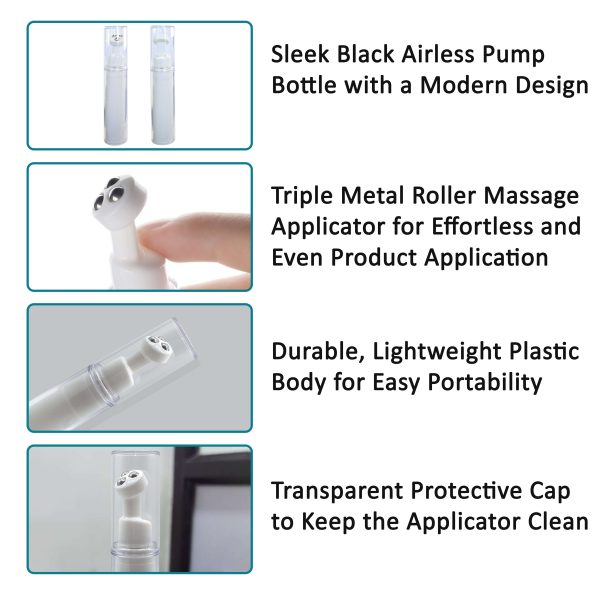 Airless 3 Roller Balls Applicator Bottle
