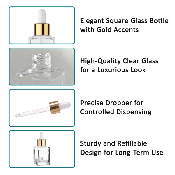 Clear Glass Bottle with Gold Dropper