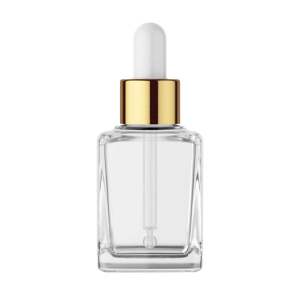 Clear Glass Bottle with Gold Dropper