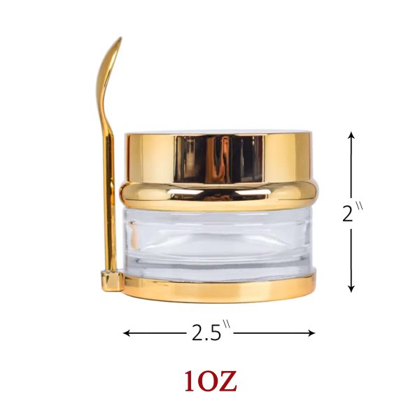 Gold Cap Cream Jar with Gold Spoon