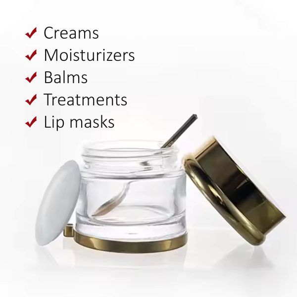 Gold Cap Cream Jar with Gold Spoon