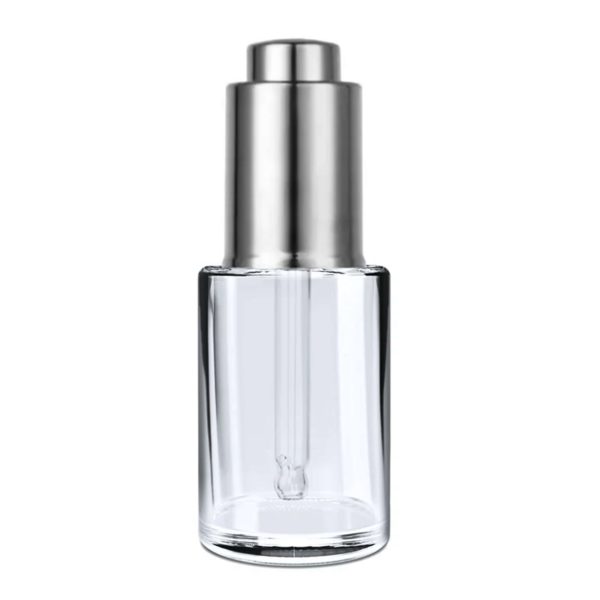 Glass Dropper Bottle with Silver push-button dropper