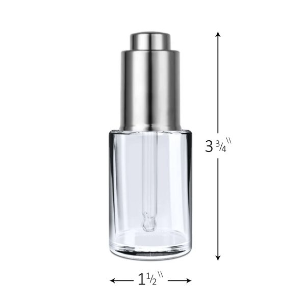 Glass Dropper Bottle with Silver push-button dropper
