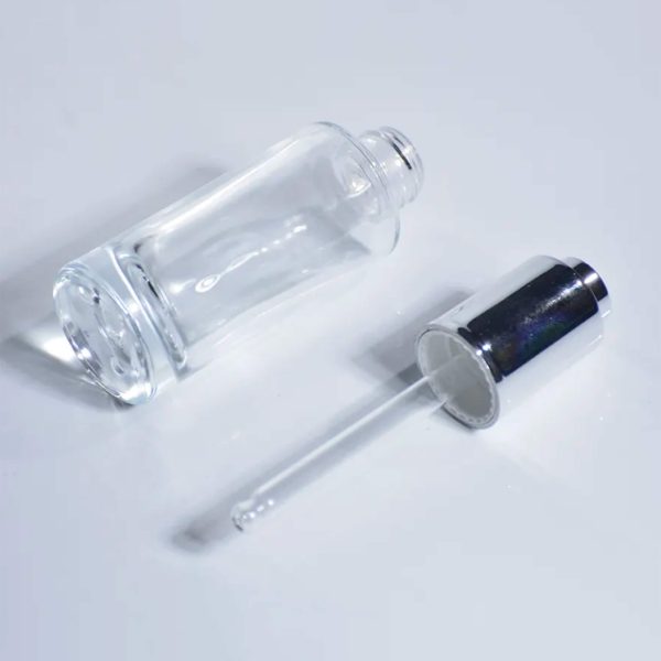 Glass Dropper Bottle with Silver push-button dropper