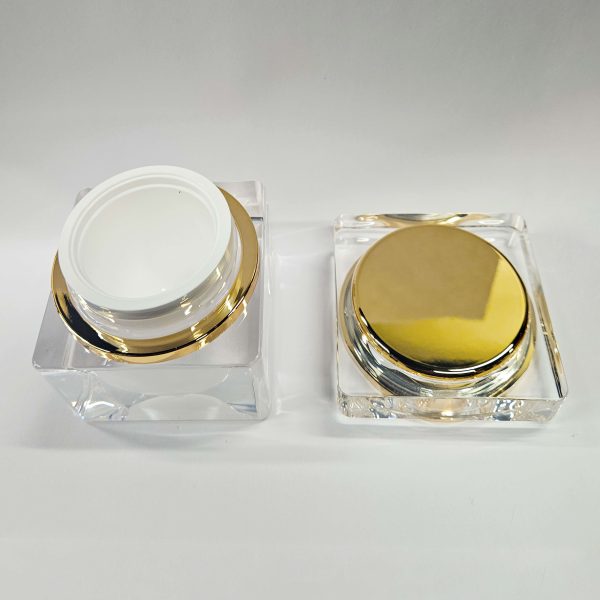 Acrylic Jar with Gold Accents